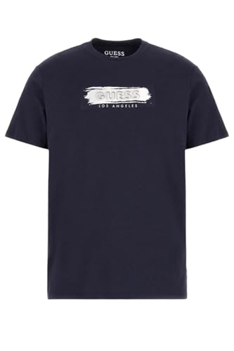 T-Shirt Marine Homme GUESS Metallic1K en coton bleu foncé décontracté