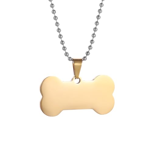 Pendentif acier inoxydable pour chien médaille identité animal vierge os brillant