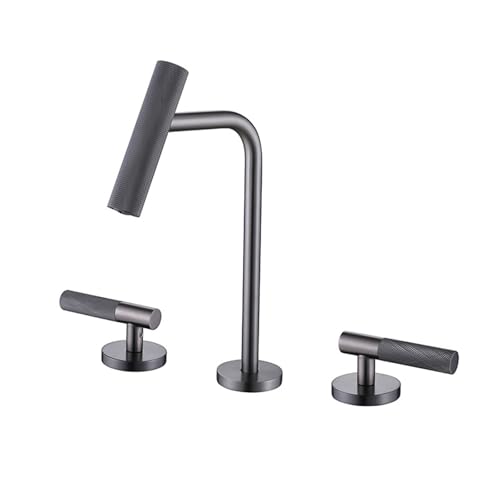 Robinetterie 3 trous lavabo luxe en laiton massif gris anthracite satiné