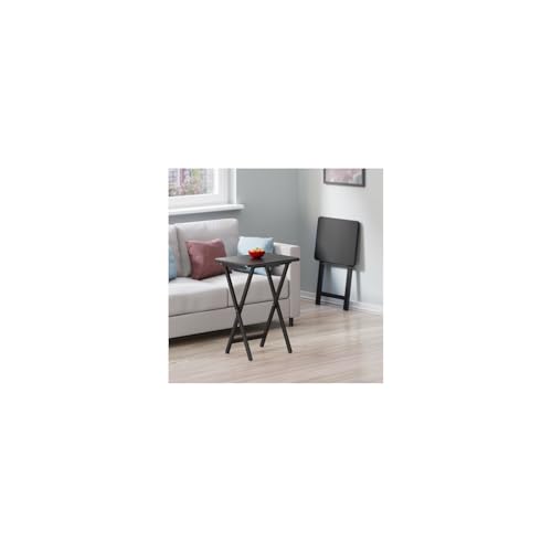 image for Winsome Alex 2-Piece Snack Table Set, Black Finish - Folding TV Tray T
