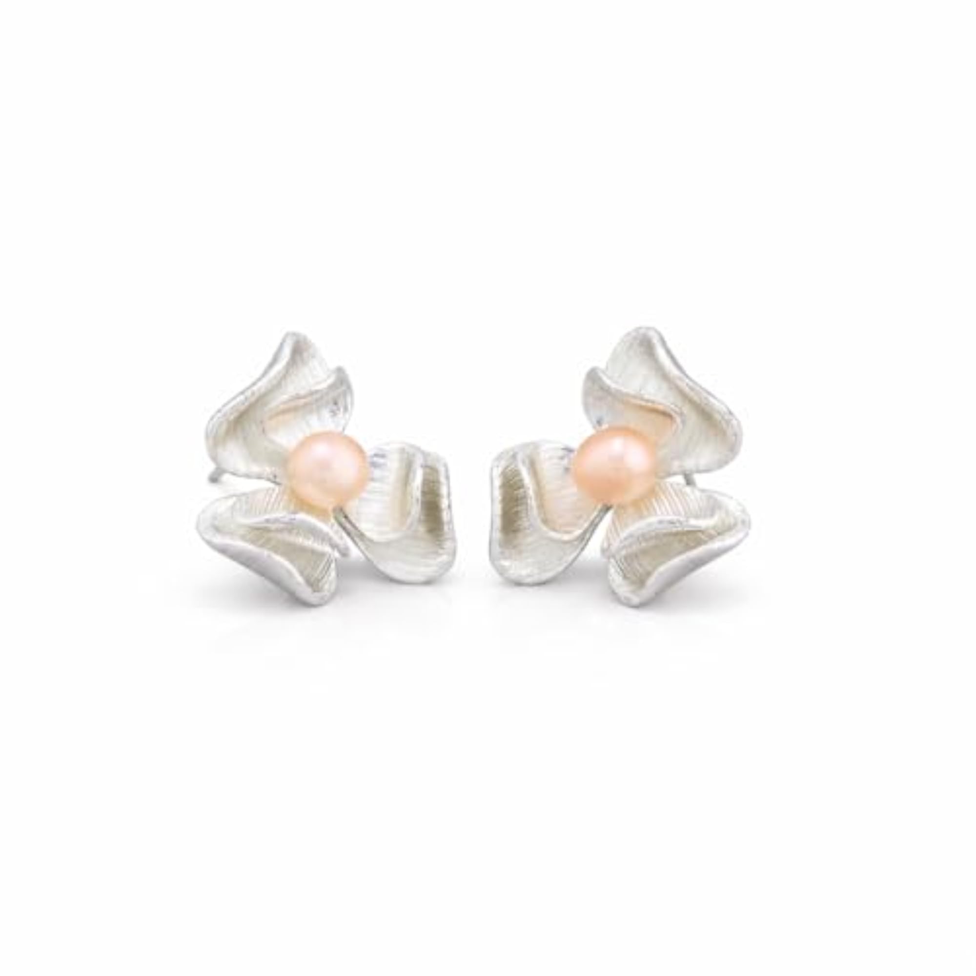 Women's Pearl Flower Stud Earrings, Elegant Design