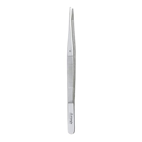 triangle Barbecue Tweezers - 5.9 in. (15 cm) - Stainless Steel Straight Culinary Tweezers for Precise Grilling, Plating & Serving - Dishwasher Safe