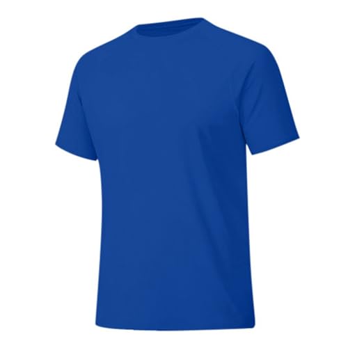 Camiseta deportiva para hombre, de color liso, transpirable, corte ajustado, para entrenamiento de verano, actividades de ocio, azul, M