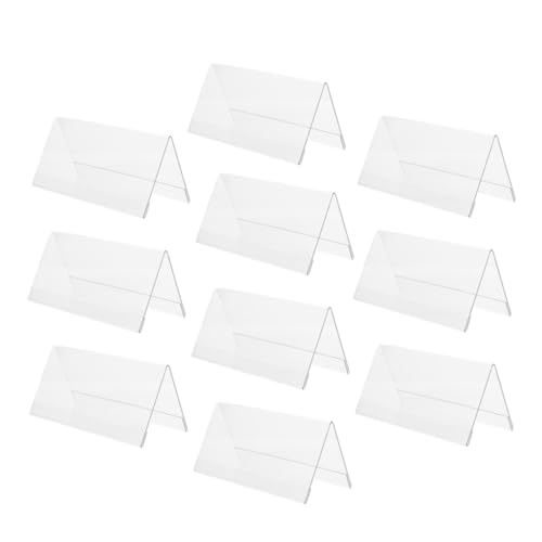 FUNNETOYU 10個 アクリル製 卓上席次表示スタンド 安定ベースで耐衝撃性あり 会議 レストラン 展示向け 透明デスクネームプレート 名札ホルダ