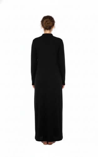 Image of Winter Wear Woolen Nighty Dress Black Polar Nighty Women Gown Dress Maxi Soft Velvet Feel Full-Length Maxi Nighty Free Size Nightwear