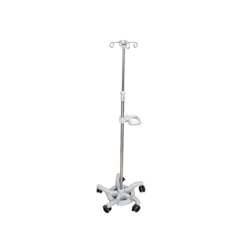 Soporte médico de acero inoxidable con ruedas bloqueables y altura ajustable 1