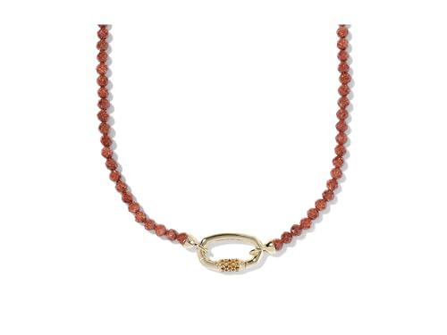 Kendra Scott Womens Emery Beaded Strand Necklace Gold Orange Goldstone One Size