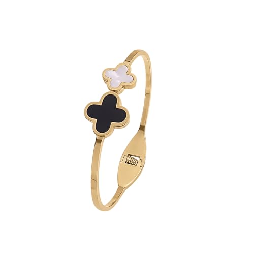 18K Gold Plated Four Leaf Clover Bracelet for Women. Trendy Clover Women's Gold Bracelet. Best Clover Bracelet Jewelry Gift for Women.