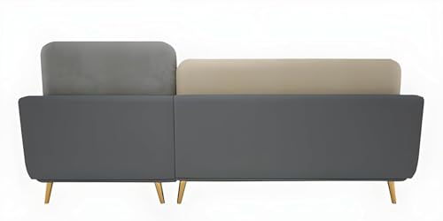 Image of Stylish & Luxury Cushioned Couch Relax sectional Sofa in Fabric & Velvet and Heavy Duty Sofa Ideal for bedrooms, Living Rooms, Guest Rooms and Office-(LHP 4 Seater Grey & Beige).