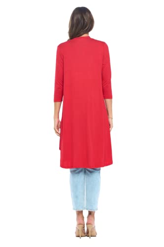 Image of Women's 3 /4 Sleeve Soft Open Front Casual Flowy Long Viscose Made from Bamboo Cardigan