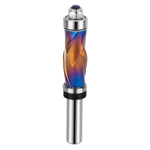 SpeTool Coated Compression Flush Trim Router Bit 1/2 Shank 3/4 Cutting Diameter, Top &amp; Bottom Bearing Extra Long