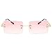 FEISEDY Rimless Rectangle Sunglasses - Vintage Candy Color - Beach Driving Fashion Accessory B2642 Glamour Pink