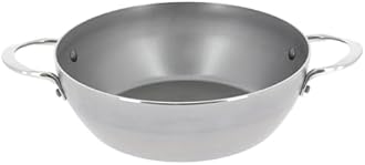 de Buyer MINERAL B Carbon Steel Country Fry Pan with Two Handles - 11” Diameter, 7.7” Cooking Surface - Ideal for Sauteing, Simmering, Deep & Stir Frying - Naturally Non-Stick Finish - Made in France