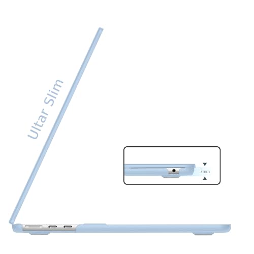 B BELK Compatible with MacBook Air 13.6 inch Case 2025 2024 2023 2022 Release M4 M3 M2 A3240 A3113 A2681 Liquid Retina Display, Plastic Hard Shell Case + Keyboard Cover + Screen Protector, Airy Blue