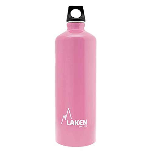 LAKEN Futura Botella de Agua, Cantimplora de Aluminio Boca Estrecha 1L, Rosa