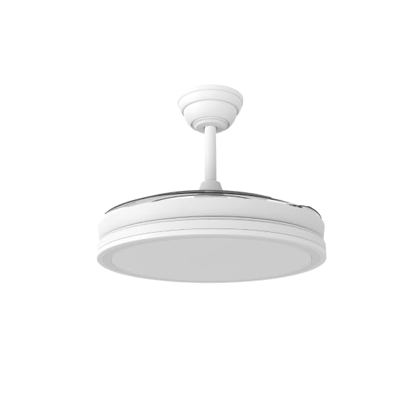 Bilake Beach Ventilador de Techo LED 48W | Aspas Retráctiles | Motor DC 7 Velocidades | Modo Noche 28dB | Luz CCT Regulable 3000-4000-6000K | Verano/Invierno | Mando a Distancia (Blanco)