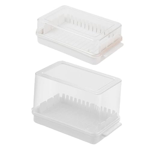 Cabilock 2pcs Butter Storage Container with Lids Butter Sliced Case Multi Purpose Holder for Cheese Desserts for Kitchen Storage and Freshness