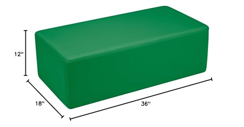 Image of Sprogs 12 inch H Structured Rectangle Stool -Flexible Modular Collaborative Soft Seating for Office, Home, Lounge and School Classrooms with Durable Frame -Green
