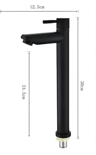 Image of SPAZIO Black PVD Coated Turbo Tall Pillar Cock Tap with Long Spout & 12 Inches Tall Body Tall Boy Extended Pillar Tap Faucet (Deck Mount Installation Type)
