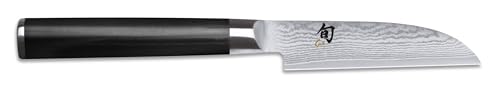 KAI Shun Classic Couteau à Légumes Japonais 9 cm Longueur de Lame - Couteau Damas 32 Couches Noyau VG MAX - 61 (±1) HRC - Manche en Pakkawood - Fabriqué au...
