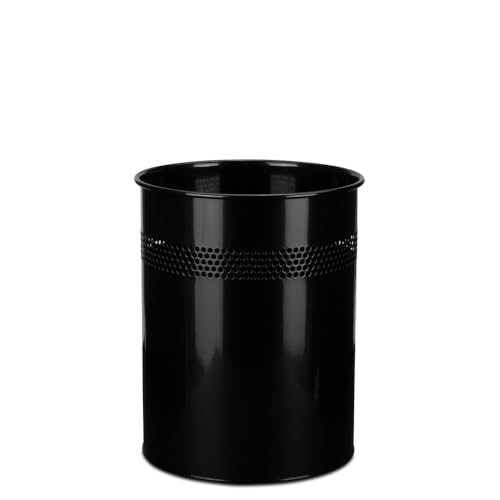 hjh OFFICE 830014 Clean III Corbeille à Papier en métal Noir 15 l 32 x 26 cm
