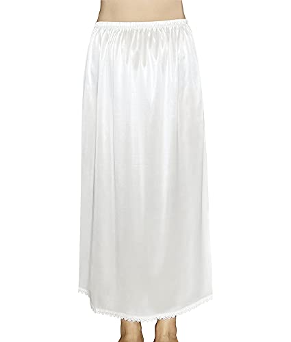 Image of Women's Half Slips for Under Dresses Anti-static Elastic Waist Lace Plus Size Long Underskirt