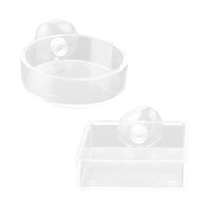 Rumyve2pcs Aquarium Feeding Bowl,Acrylic Fish Feeding Dish Fish Feeding Food Dish with Suction Cup Aquarium Round and Square