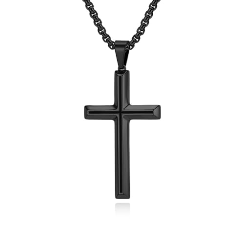 Collier croix homme noir 60cm, le bijou acier pour le style quotidien