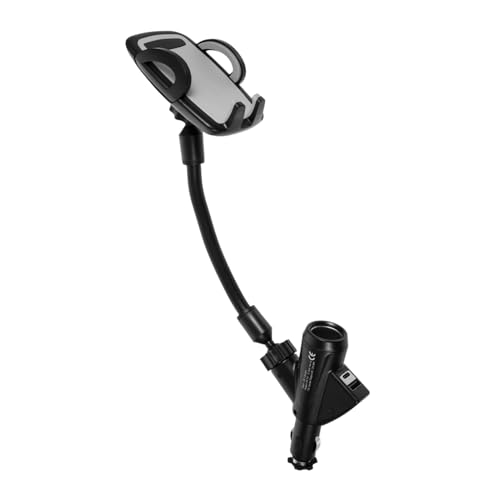 Soporte para teléfono de coche plástico resistente con entrada 12-24v y carga USB doble