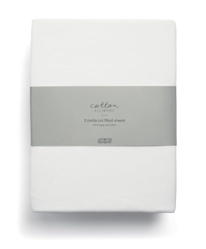 Mamas & Papas 2 Pack Petite Cot Fitted Sheets, White (91x55x8cm)