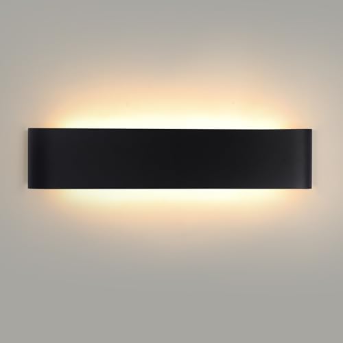 Mille Lucciole 1 Piezas 24W Apliques de Pared LED Interior 2880LM Lámpara de Pared Moderna Negro Luz de Aluminio IP44 38cm Moderno LED Lámpara de Interior 3 Temperatura de Color Se puede elegir