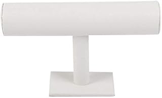 Cabilock Velvet T-Bar Jewelry Display Stands Jewelry Storage Rack T Shaped Bracelet Bangle Organiser for Home Shop Store (White)