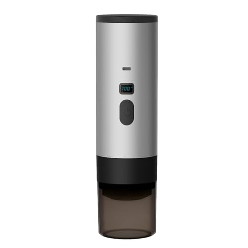 Zolynx Cafetera Expreso Portátil Inalámbrica, Eléctrica, para Coche y Casa, para Acampar, con Cápsulas y Polvo para Viajes.