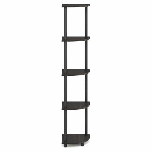 Furinno Turn-N-Tube Corner Shelf, 5-Tier Corner Bookshelf, Open Storage Shelves, for Organization and Storage, Living Room, Home Office, Garage, Bedroom, Black Espresso - image 8