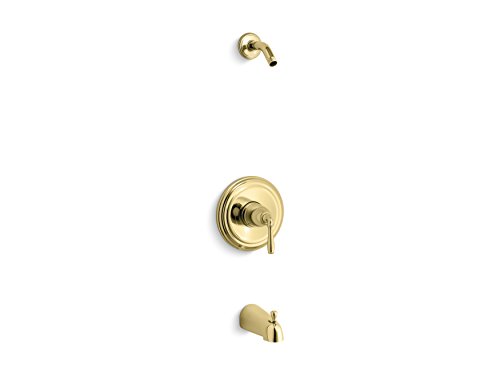 KOHLER TLS395-4S-PB Devonshire Rite-Temp Bath and Shower Valve Trim with Lever Handle and Slip-Fit Spout KOHLER TLS395-4S-PB Devonshire Rite-Temp Bath and Shower Valve Trim with Lever Handle and Slip-Fit Spout