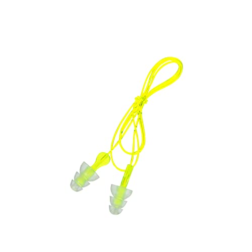 Image of Peltor Sport Tri-Flange Corded Reusable Earplugs, 3 Pair, Noise Reduction Rating (NRR) 26 dB,Comfortable Fit, Ideal for Range,Shooting & Hunting, Washable &Corded, Neon Yellow (97317-10C) (Pack of 2)