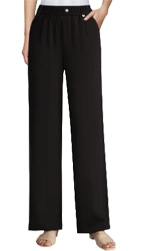 SwiftPura High Rise Soft Pull-On Drape Pants, Wide Leg Lounge Trousers with Elastic Waist for Work Travel Daily Wear