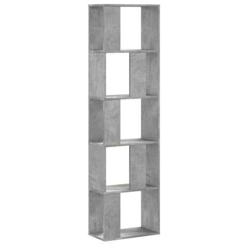 vidaXL Bibliothèque 5 Niveaux Gris béton Bois d'ingénierie, étagère, étagère à Livres, Support de Livre, Armoire de Rangement, étagère de Rangement