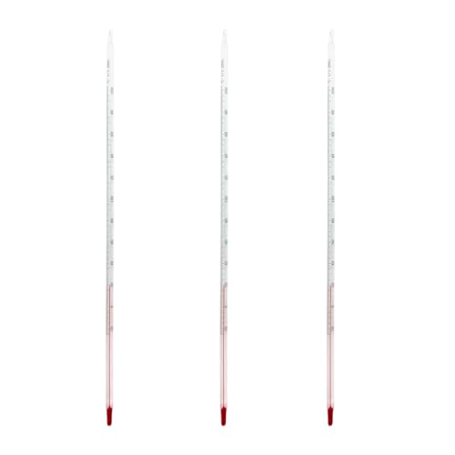 Deschem 3Pcs Lab Glass Celsius Thermometer -20 to +200 Length 300mm Laboratory Red Line Temprature Meter
