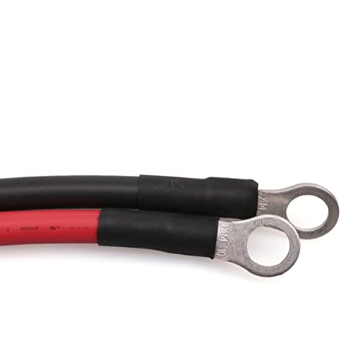 Image of Battery Cable 8AWG 12 Inch Battery Power Inverter Cables Set with 3 /8 inchLugs Terminals 8Gauge x12in (1 Black & 1 Red) for Car Marine Solar ATV Lawn Mower RV Motorcycle (8AWG, 12-Inch)