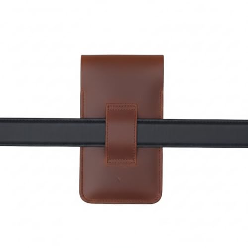 Image of MENSCH Genuine Leather Multifunctional Phone Mobile Pouch Waist Bag with Belt Loop for Accessories, Apple iPhones, Smartphones, Androids Upto 6.7 inch for Daily Use, Travelling for Men & Women (L.Brown)