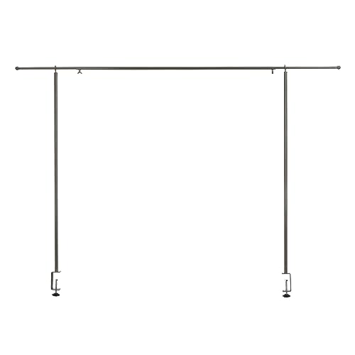 Supernic Tall Over The Table Rod Stand with Clamps Adjustable 135-250cm Gold Metal Table Arch Stand Table Clamp Stand Hanging Rail Party Stands for Decorations Wedding Anniversary (Silver)