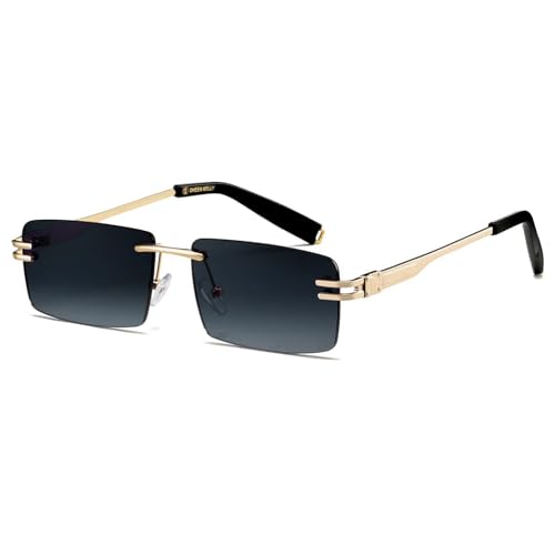 SHEEN KELLY Retro randlose Sonnenbrille für Männer Frauen Rechteck...