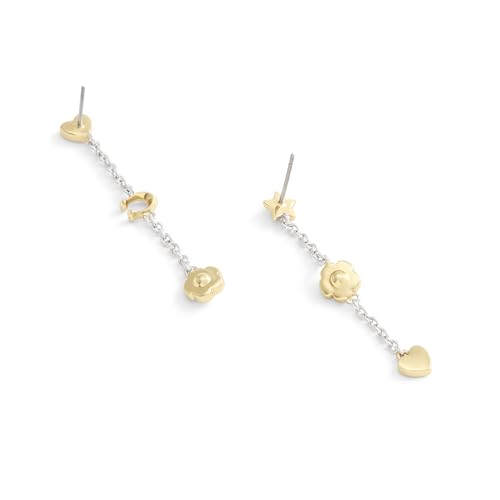 COACH Women's Signature Tea Rose & Heart Linear Earrings3