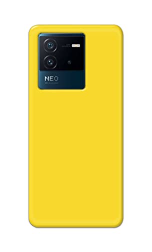 Image of Printed Hard Back Cover Case for Vivo iQOO Neo 6 5G Back Cover (Plain Yellow) -1803