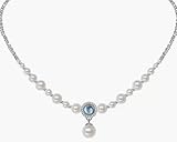 SBHXTDM Vintage Aquamarine Pearl Necklace Temperament Light Luxury Fashion high-Grade Collar Bone Chain