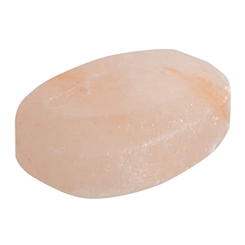 Pure Himalayan Salt Works Flat Oval Massage Stone, Pink Crystal Hand-Carved Stone for Massage Therapy, Deodorant and Salt and Sugar Scrubs, 2.5” W x 3.5” L x 1” D