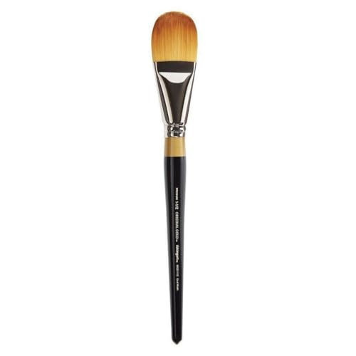 Image of KINGART Premium Original Gold 9600-1 /2 Oval WASH /Glaze Series Artist Brush, Golden Taklon Synthetic Hair, Short Handle, for Acrylic, Watercolor, Oil and Gouache Painting, Size 1 /2 inch