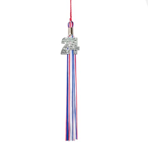 Class Act Graduation Graduation Tassel - Bling Charm - 3 Color, 2024, Blue/Red/White
