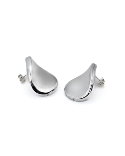 Boucles d'oreilles en larme en argent rhodié de fabrication artisanale italienne Pura